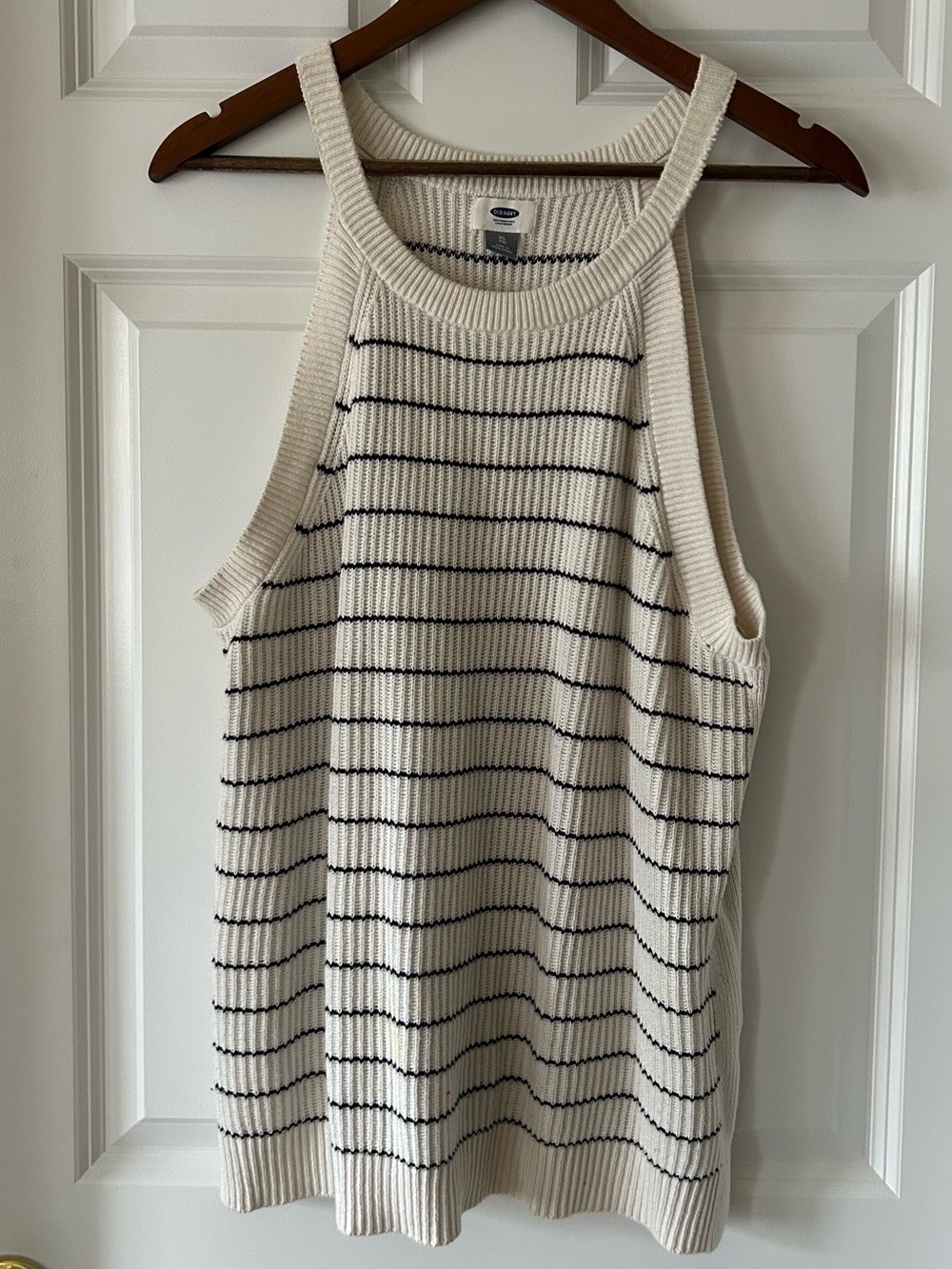 Old Navy Cream Tank Top with Black Stripes